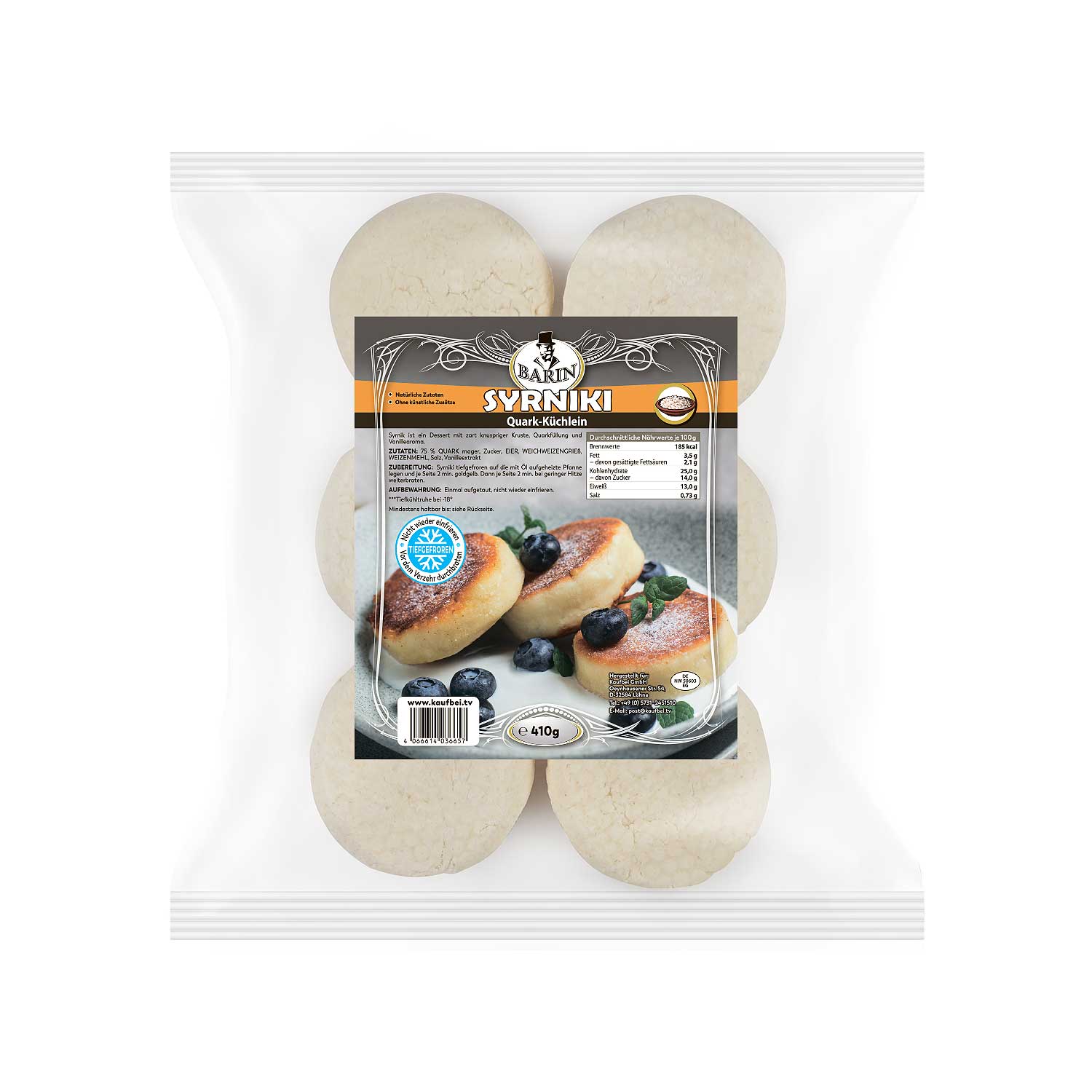 BARIN SET: 3x Syrniki (Quark-Küchlein), 410 g TK (ges. Netto 1,23 kg)