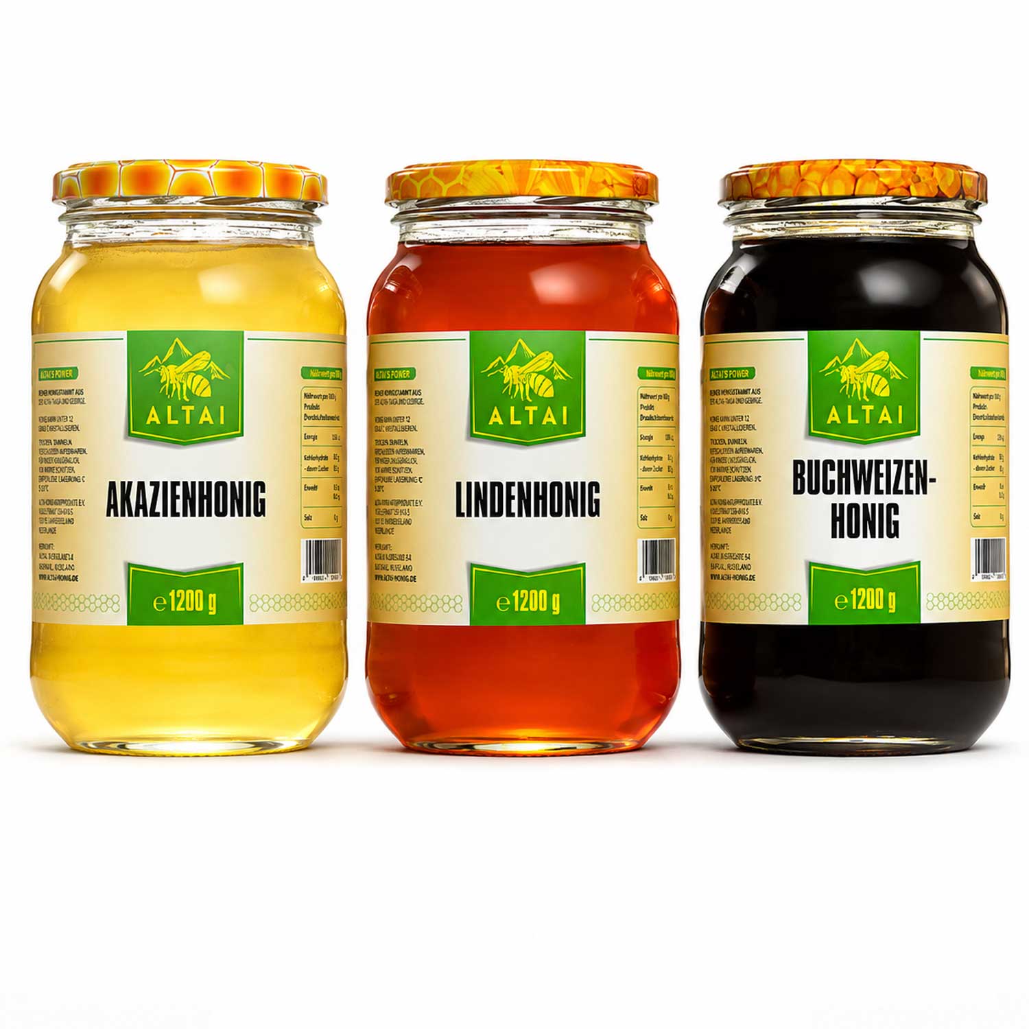 Honig Trio Klassik Set - Lindenhonig, Akazienhonig, Buchweizenhonig (3x1200g)