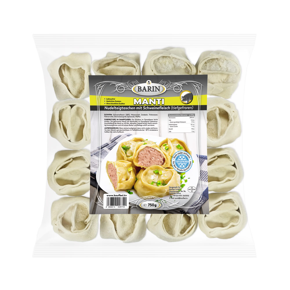 BARIN-Set: 3 x MANTI mit Schweinefleisch (gesamt Netto 2,25 kg)