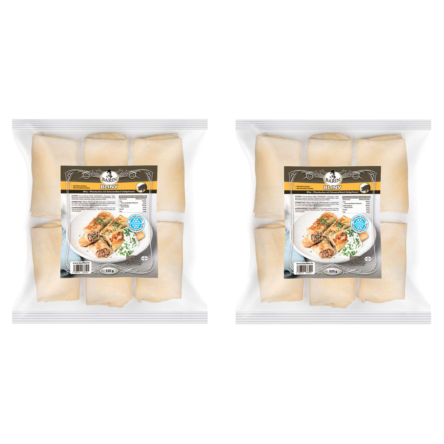 BARIN SET 2x Pfannkuchen mit Fleischfüllung, vorgebraten, tiefgefroren (2x520 g)