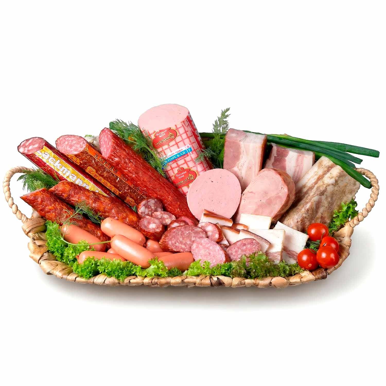 Wurst-Geschenkset XXL: Würstchen, Doktorskaja, Salami, Krakauer & Speck (ca. 3,3kg)