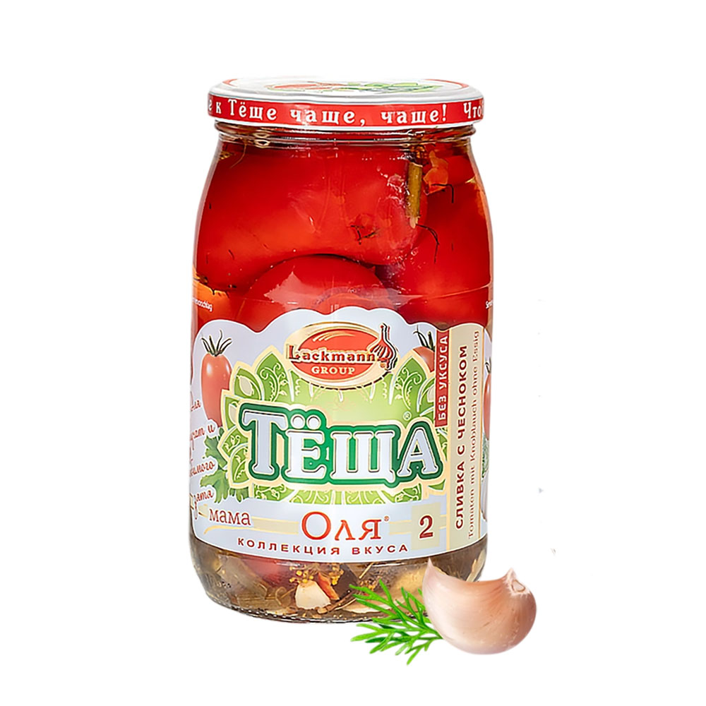 Lackmann Eingelegte Tomaten "Olja 2", mit Knoblauch, 880ml