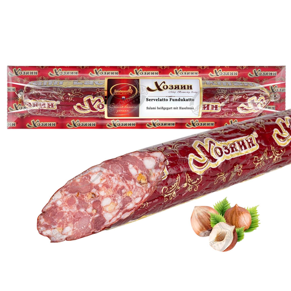 Salami heißgegart mit Haselnuss Servelatto Fundukatto, 350g