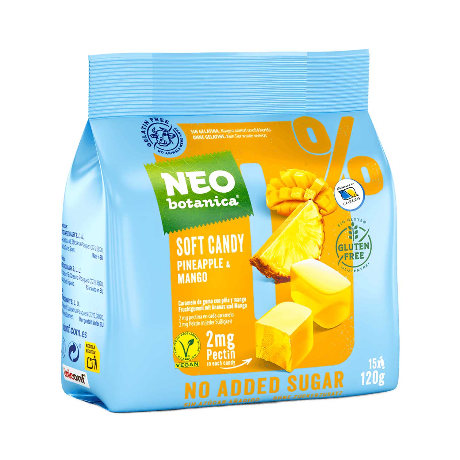 NEO Botanica Fruchtgummibonbons mit Ananas und Mango, 0% Zuckerzusatz, 120g