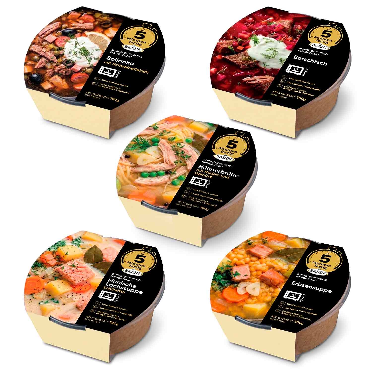 BARIN in 5 Minuten fertig 5er Box Suppenklassiker - 5 Sorten, 5 x 300 g