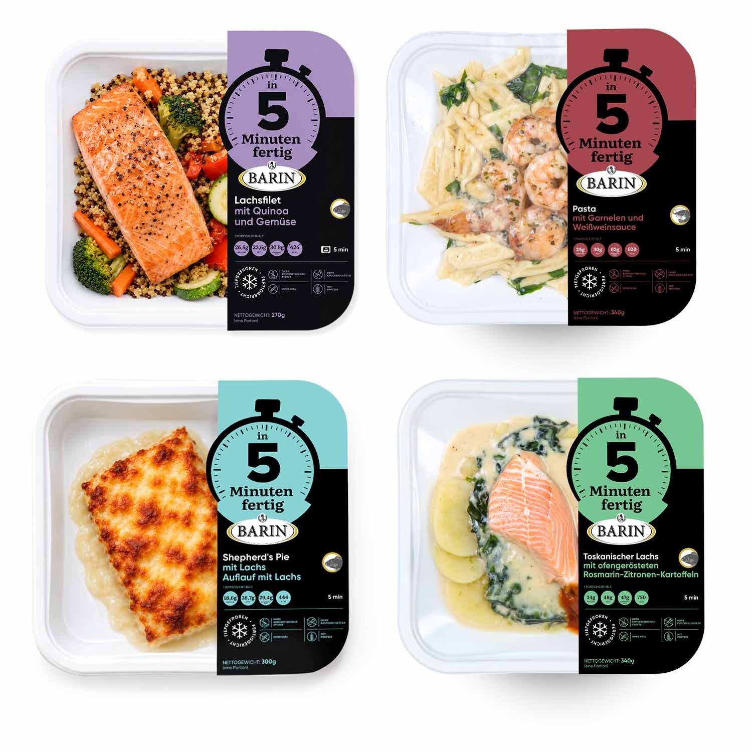 BARIN in 5 Minuten fertig Fisch & Meeresfrüchte Genussbox (4 Gerichte, 1.32 kg)