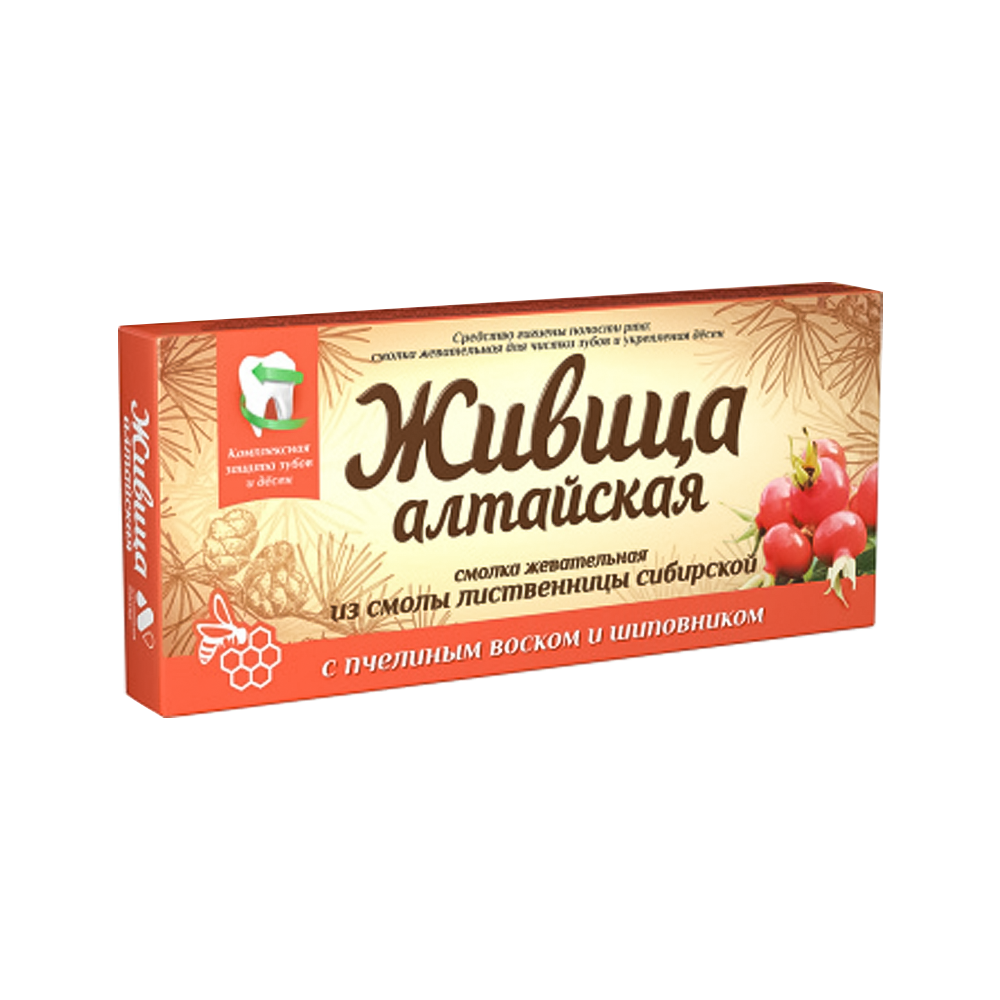 Altai-Harz aus sibirischem Lärchenharz, mit Bienenwachs und Hagebutten, 4 Stk.