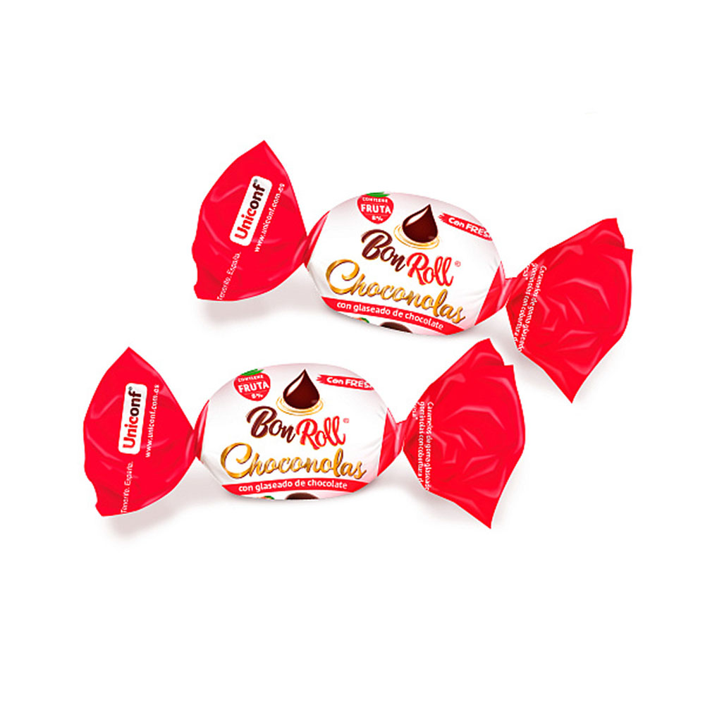 BonRoll Choconolas Fruchtgelee in dunkler Schokolade Erdbeere, 72 g