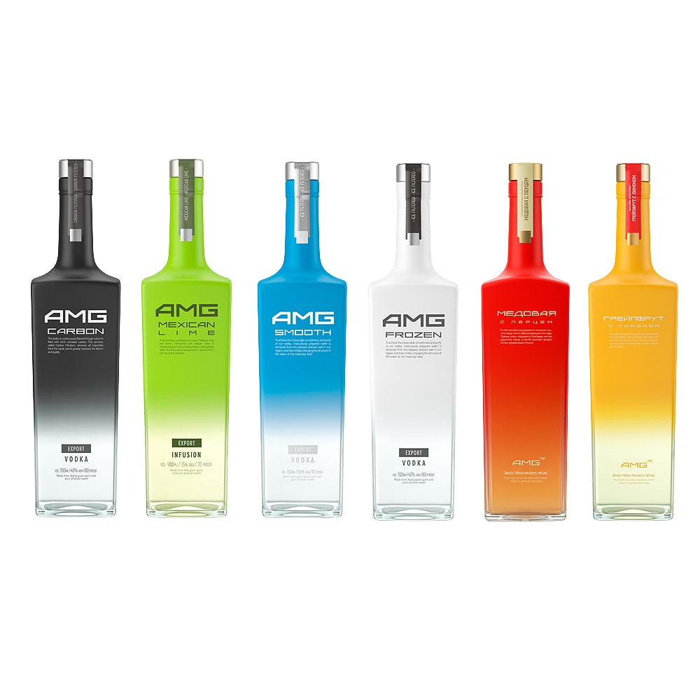 AMG Exklusiv SET Premium Wodka in verschiedenen Geschmacksrichtungen Vol. 35-40%, 6 x 0,7L