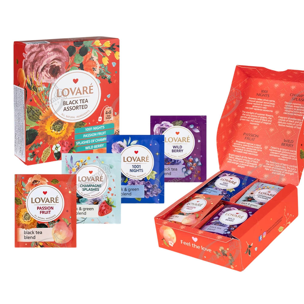 Lovare Schwarzer Tee-Sortiment, 64 g