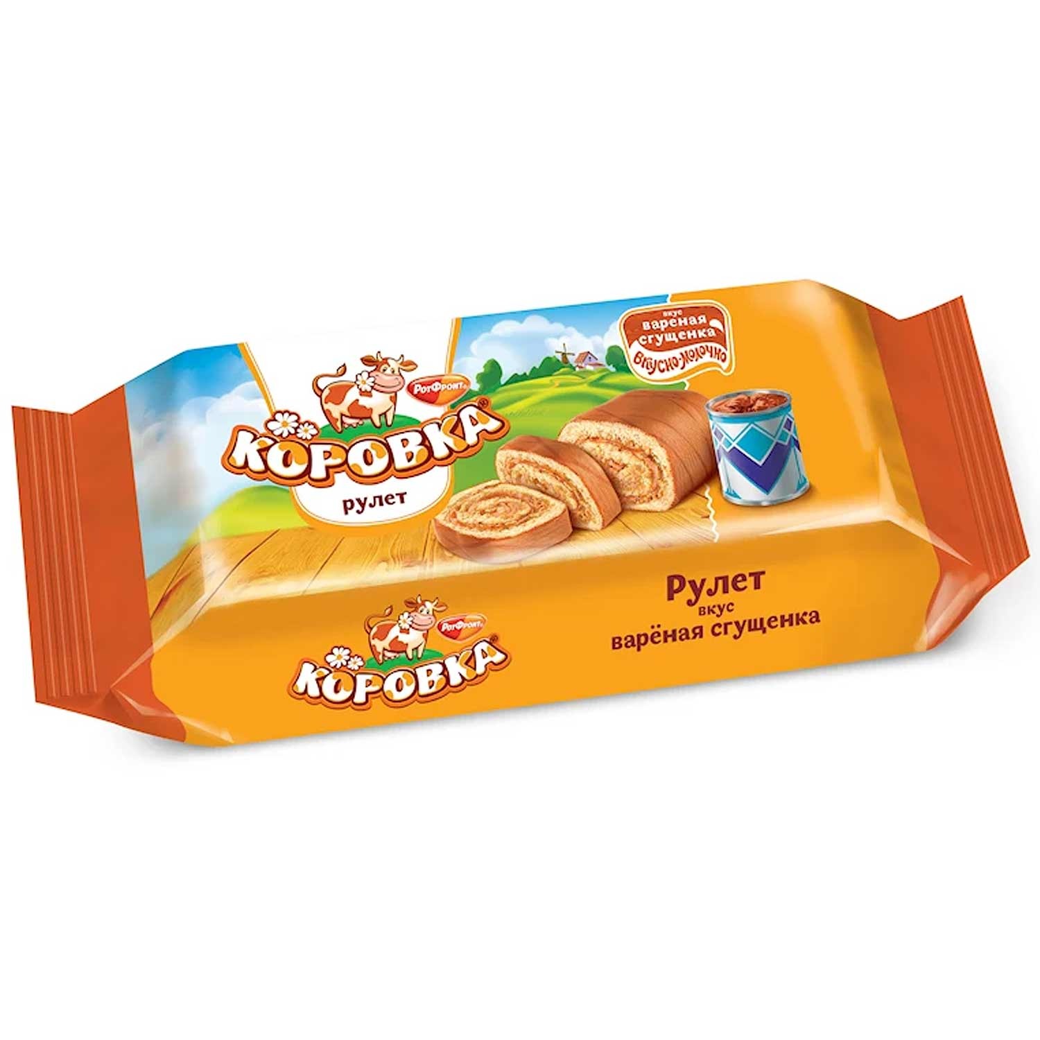 RotFront „Korowka“ – Biskuitrolle mit karamelliger Kondensmilchfüllung, 200 g