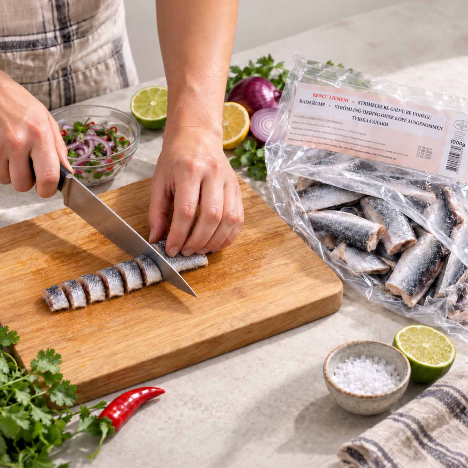 Fischbox für die Woche: Strömling-Hering & Whiteleg Garnelen für die Vorratsküche