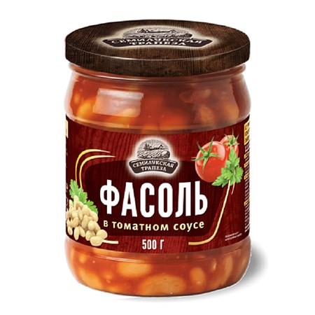 Semilukskaya Trapeza Bohnen mit Pilzen in Tomatensauce, 500 g