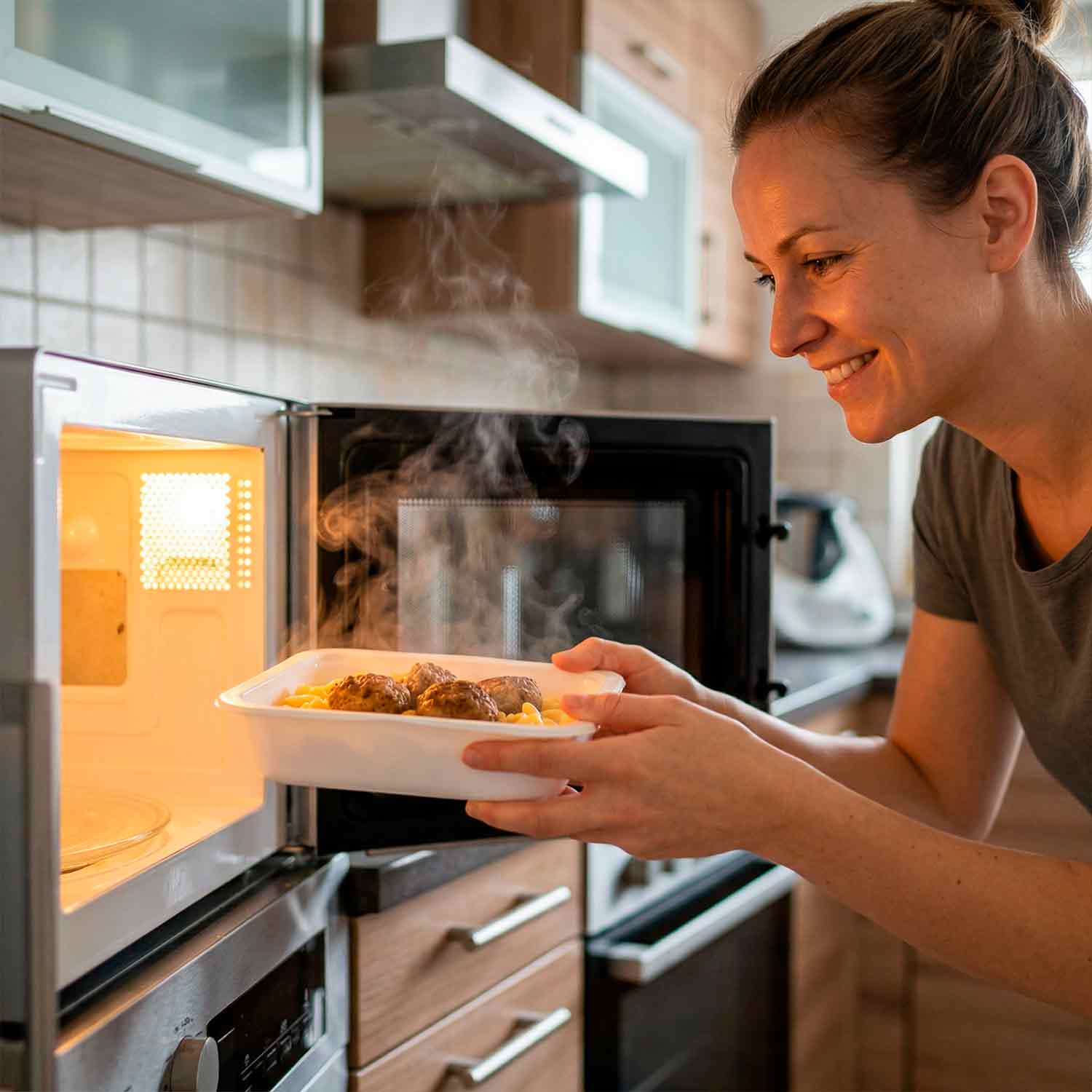 BARIN in 5 Minuten fertig Kabeljau-Frikadellen mit Béchamelsoße, Gemüse und Reis, 300 g