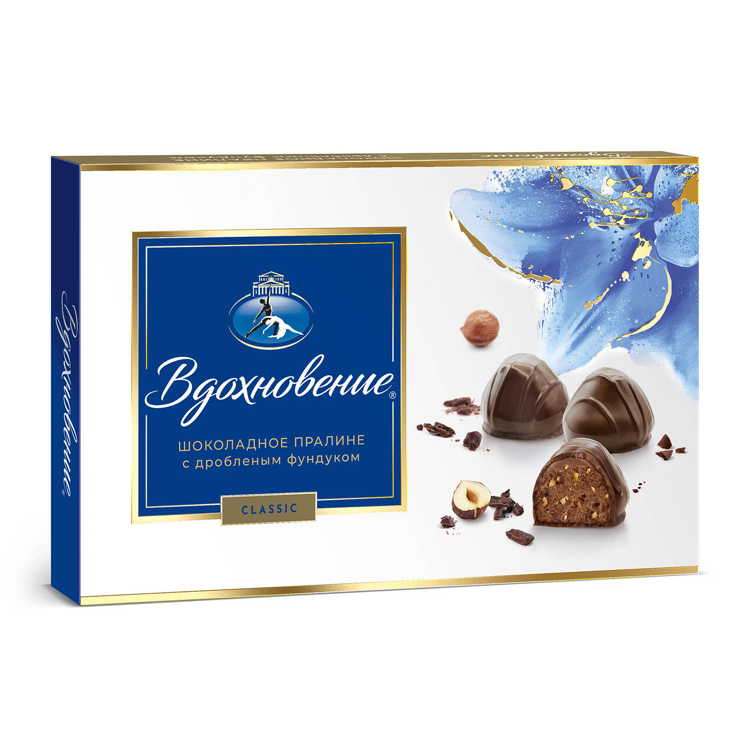 Vdohnowenije Pralinen mit gehackten Haselnüssen in Schokolade, Schachtel, 180 g