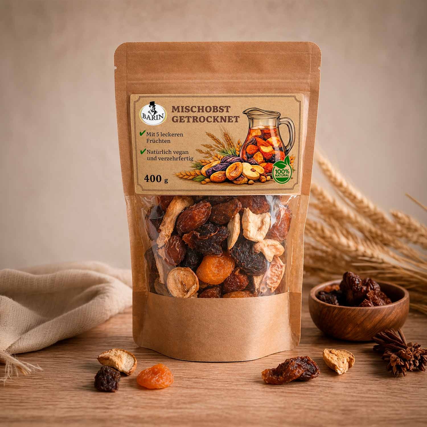 BARIN Omas Kompott aus Trockenfrüchten 3+1 Vorteilspack (4x400 g)