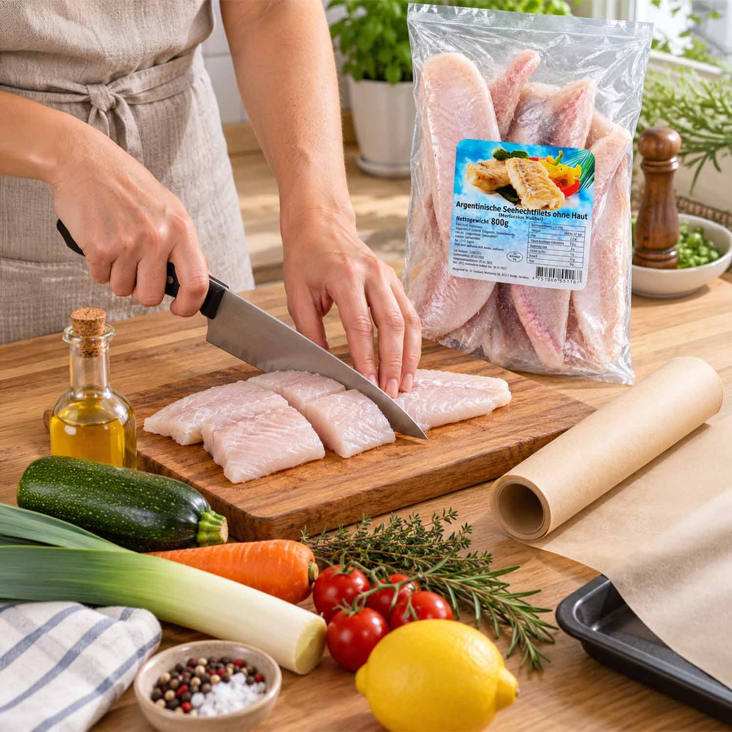 Argentinische Seehechtfilets ohne Haut – zarter Wildfisch (TK, 800 g)