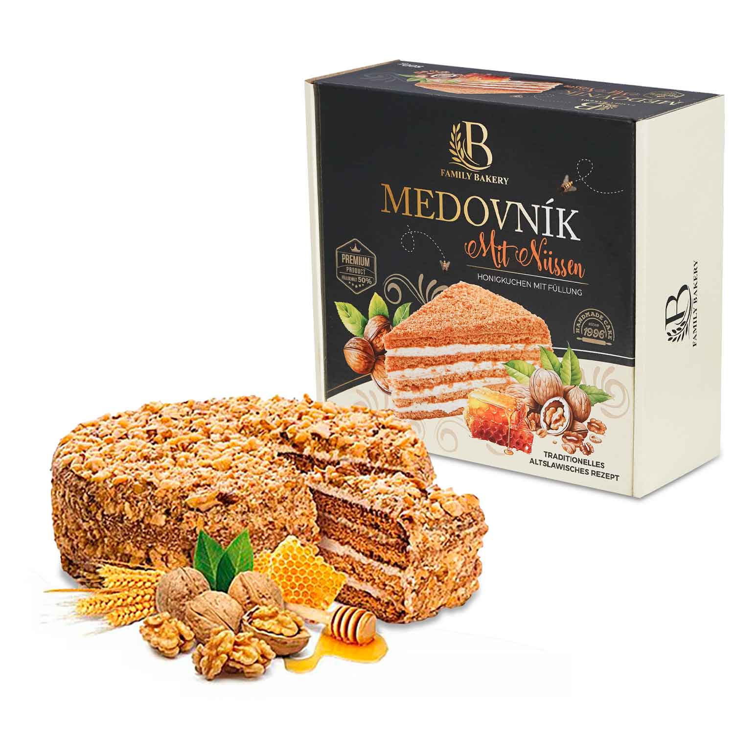 Family Bakery Honigtorte mit Nüssen, 800 g TK