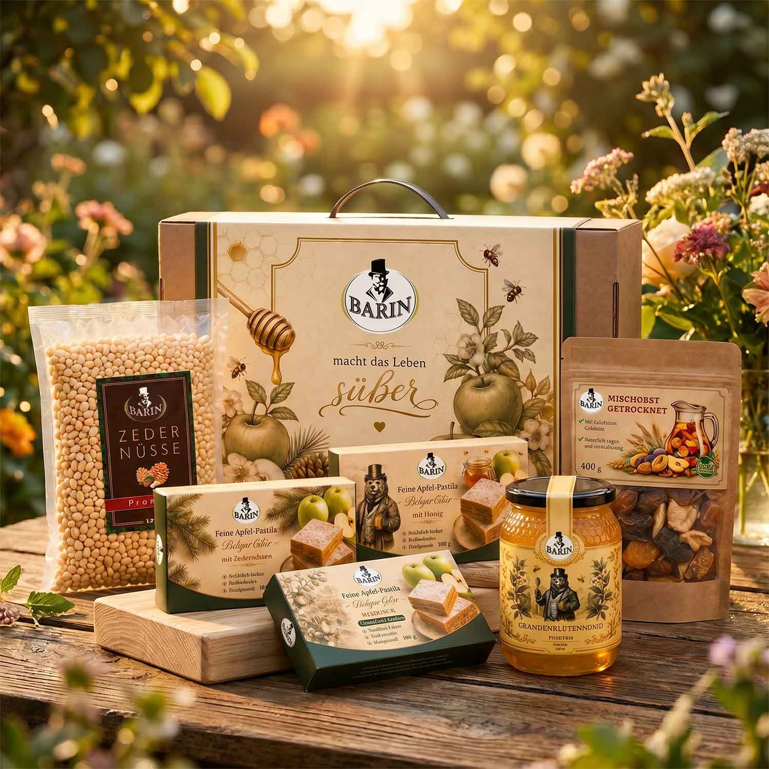 BARIN Schatzkiste Geschenkset – Premium-Feinkostbox mit Honig, Pastila & Nüssen