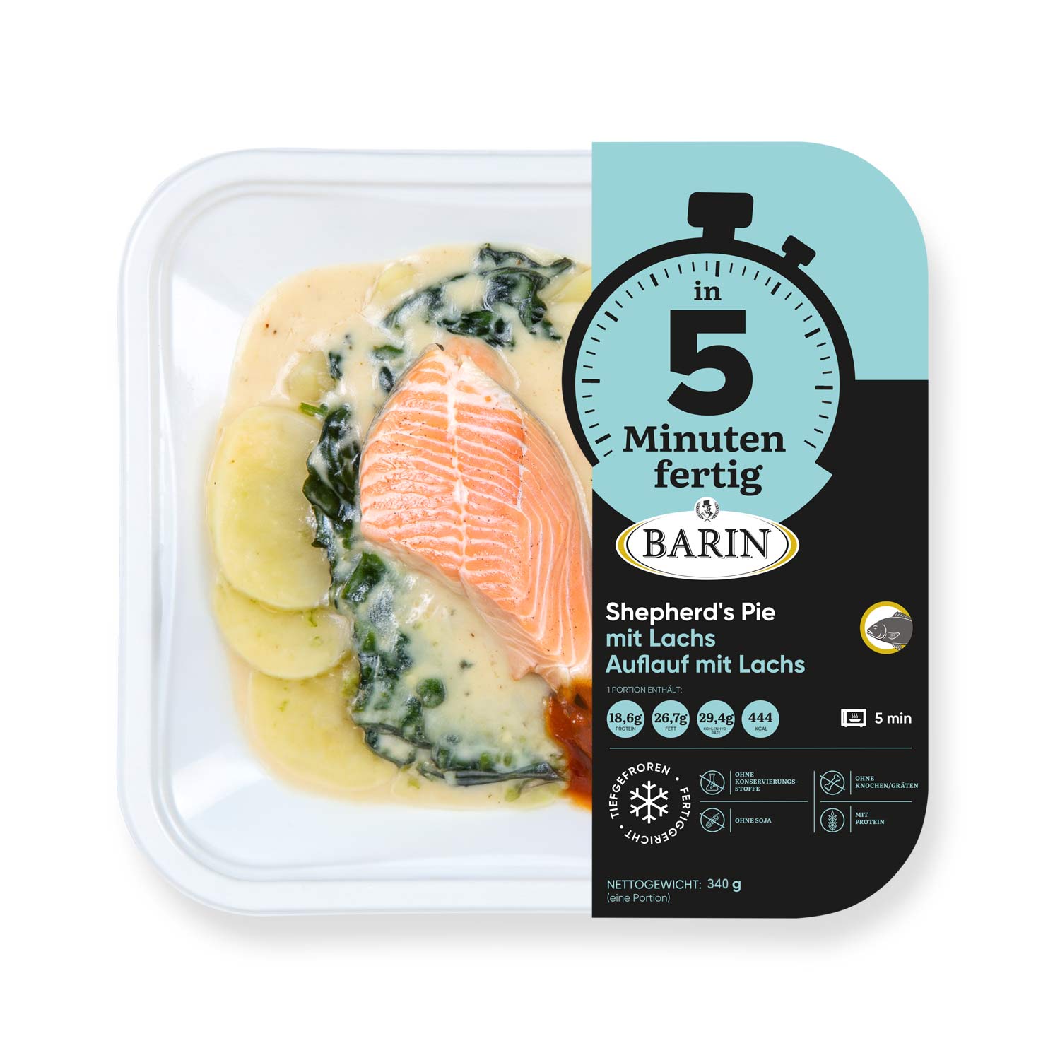 BARIN in 5 Minuten fertig Shepherd's Pie mit Lachs - Auflauf mit Lachs, 340 g