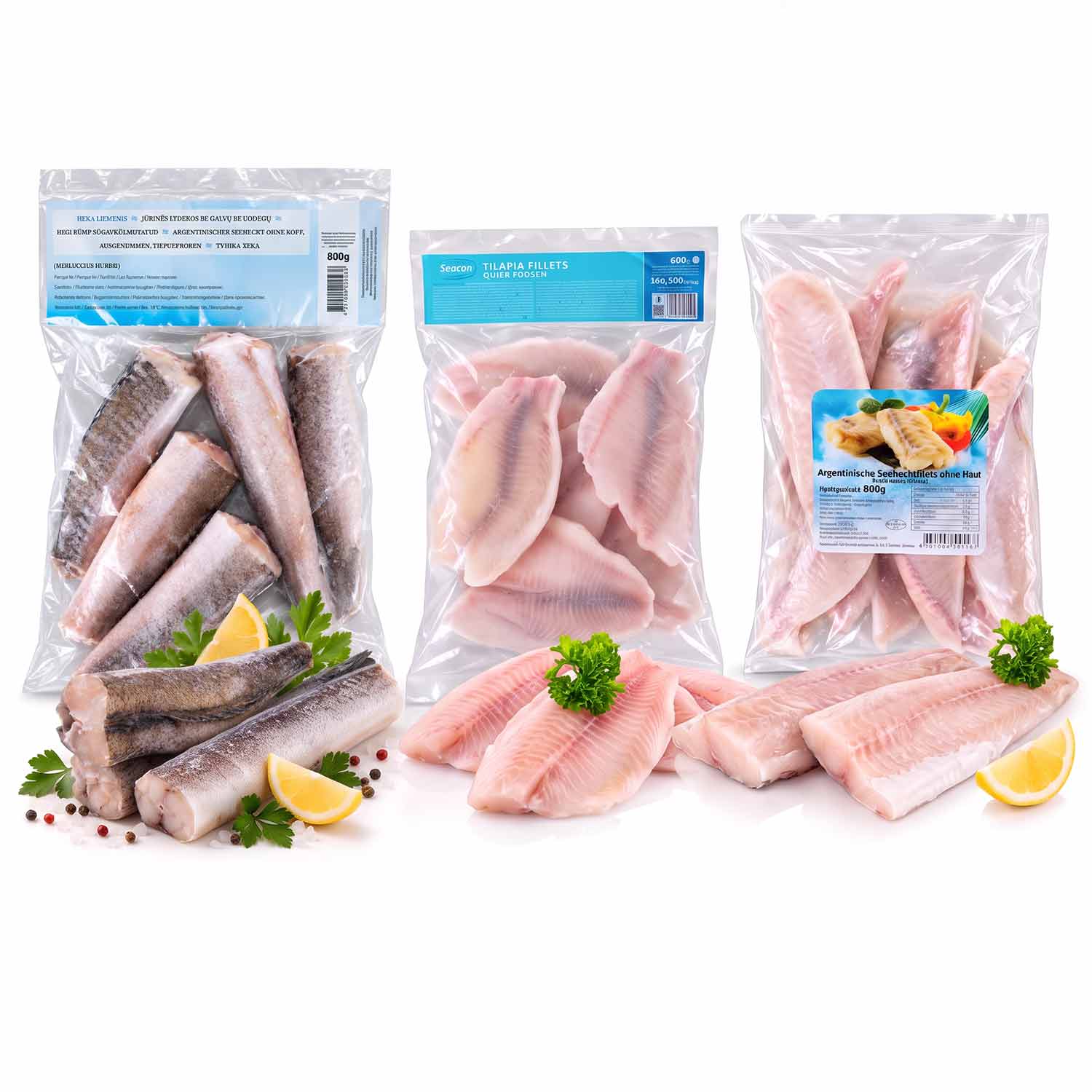 Fisch-Genussbox: Argentinischer Seehecht, Seehechtfilets & Tilapia