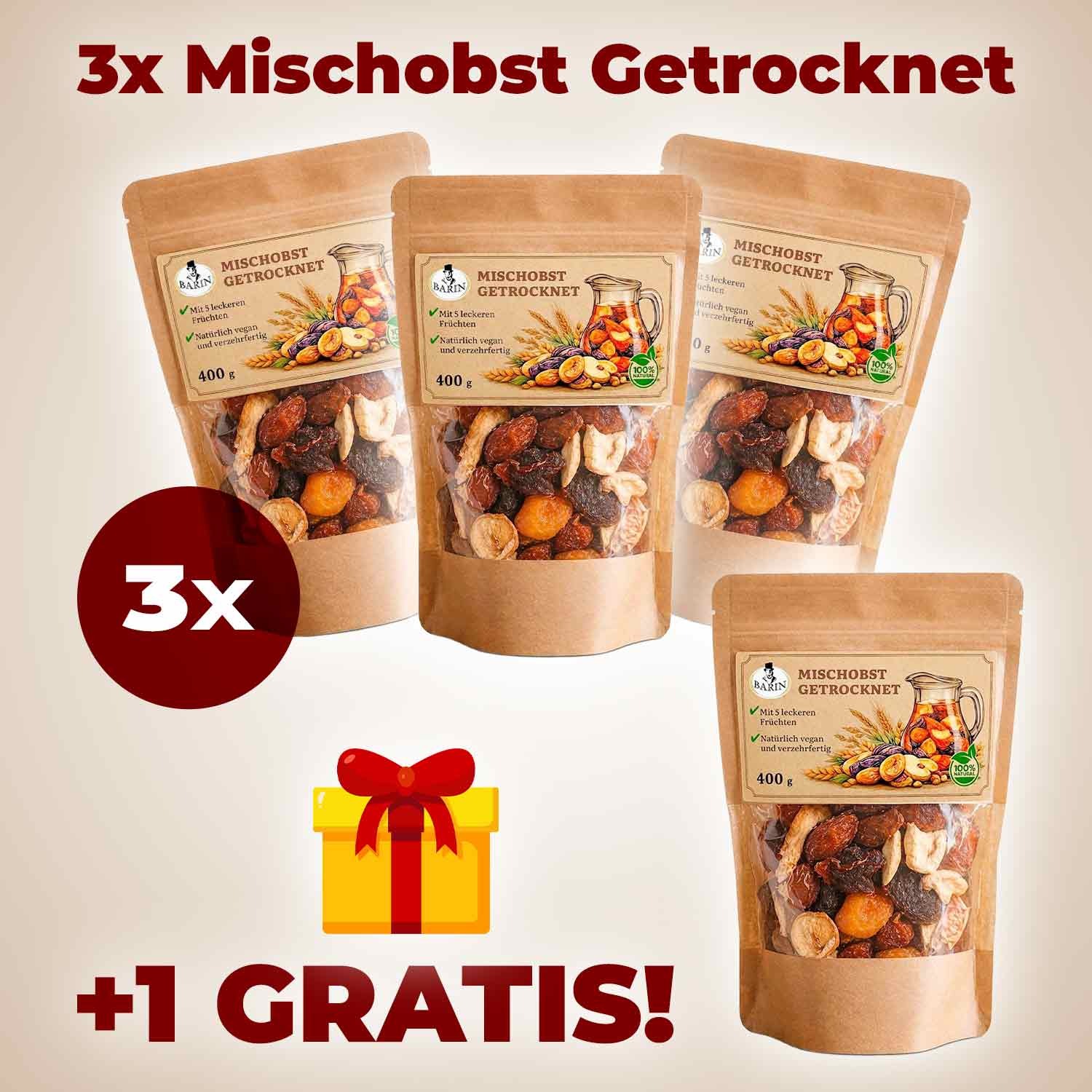 BARIN Omas Kompott aus Trockenfrüchten 3+1 Vorteilspack (4x400 g)
