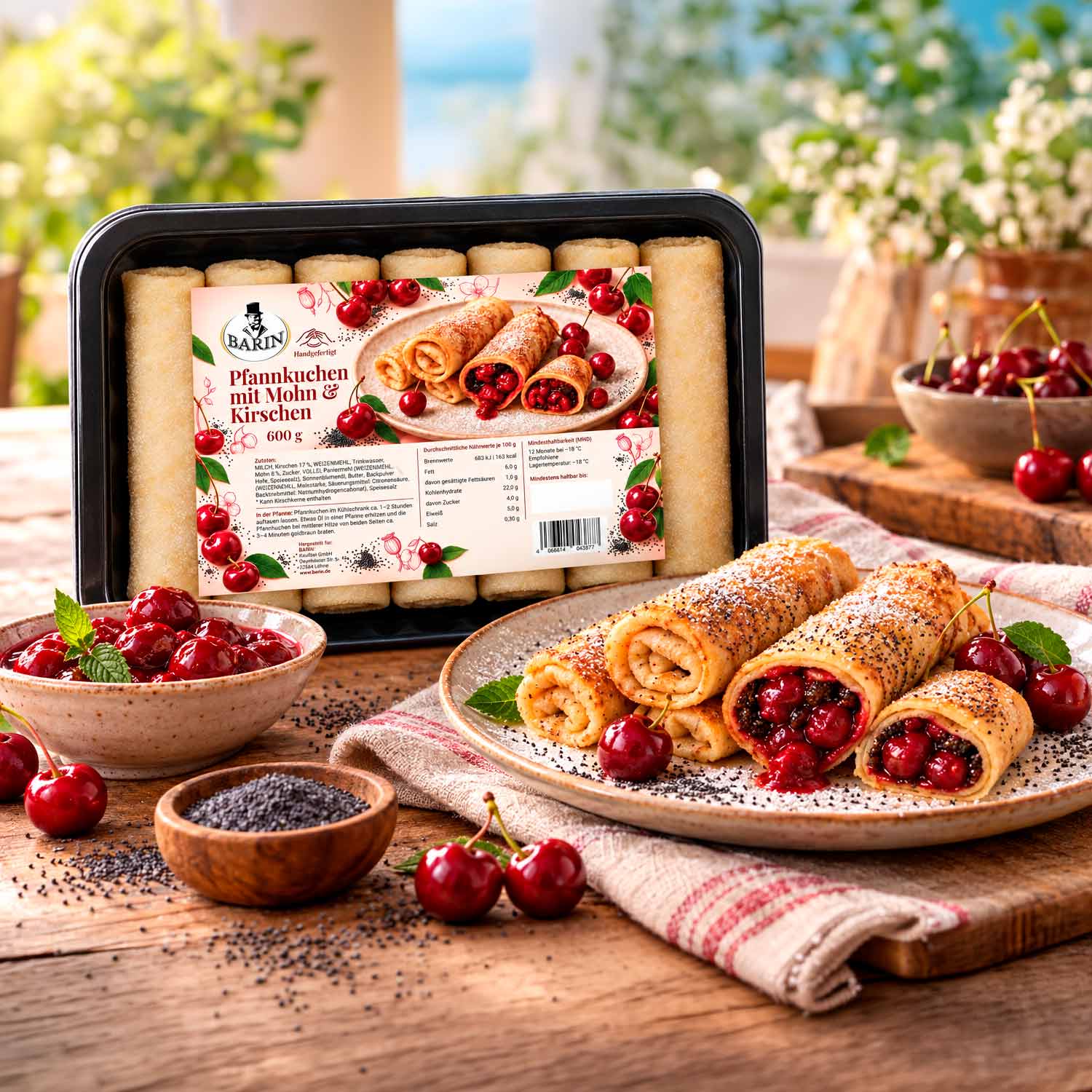 BARIN Pfannkuchen mit Mohn & Kirschen, TK, 600 g