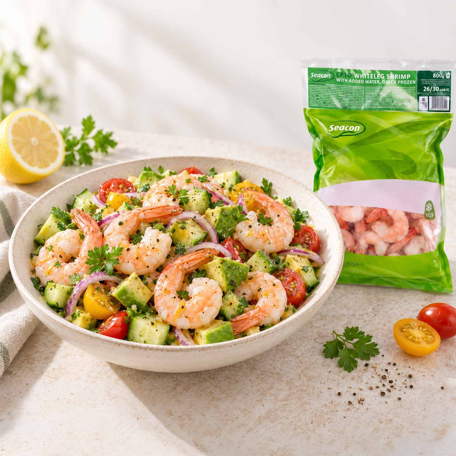 Seacon Garnelen 26/30 – saftige Whiteleg Shrimps, gekocht & geschält (TK, 800 g)
