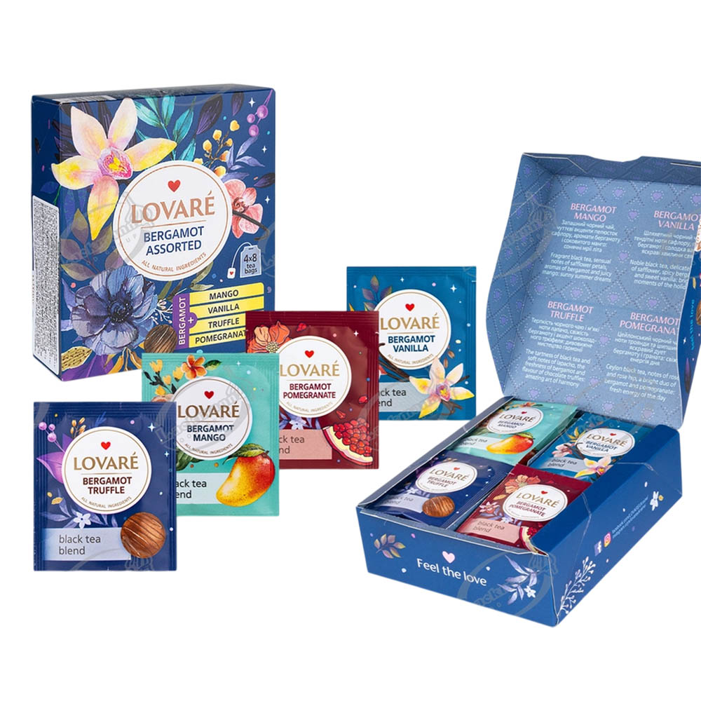 Lovare Schwarzer Tee-Sortiment mit Bergamotten Geschmack, 64g