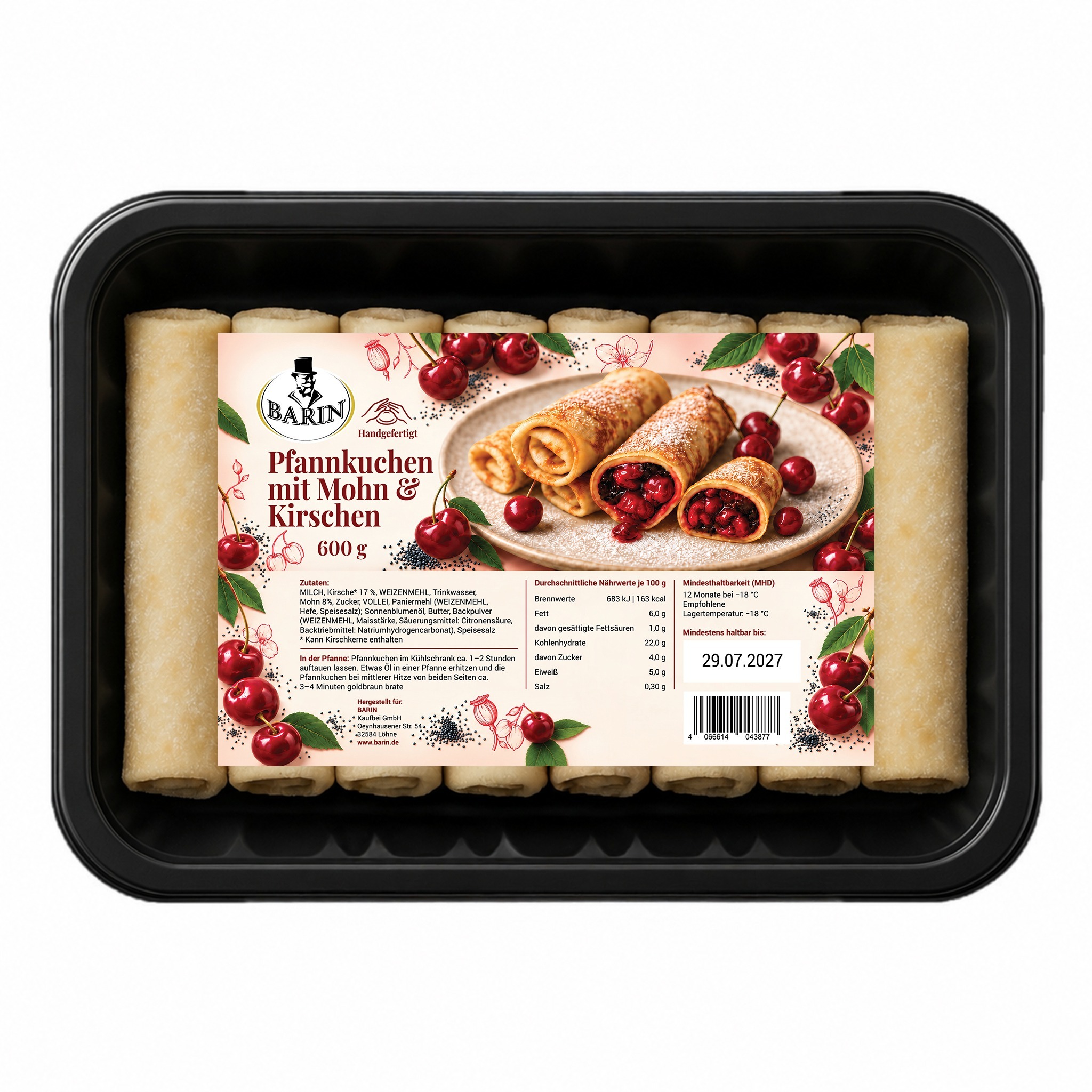 BARIN Pfannkuchen mit Mohn & Kirschen, TK, 600 g