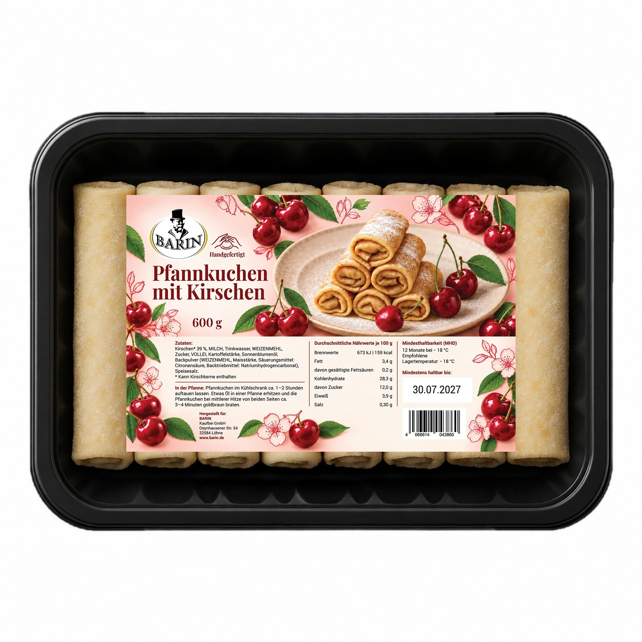 BARIN Pfannkuchen mit Kirschfüllung, TK, 600 g