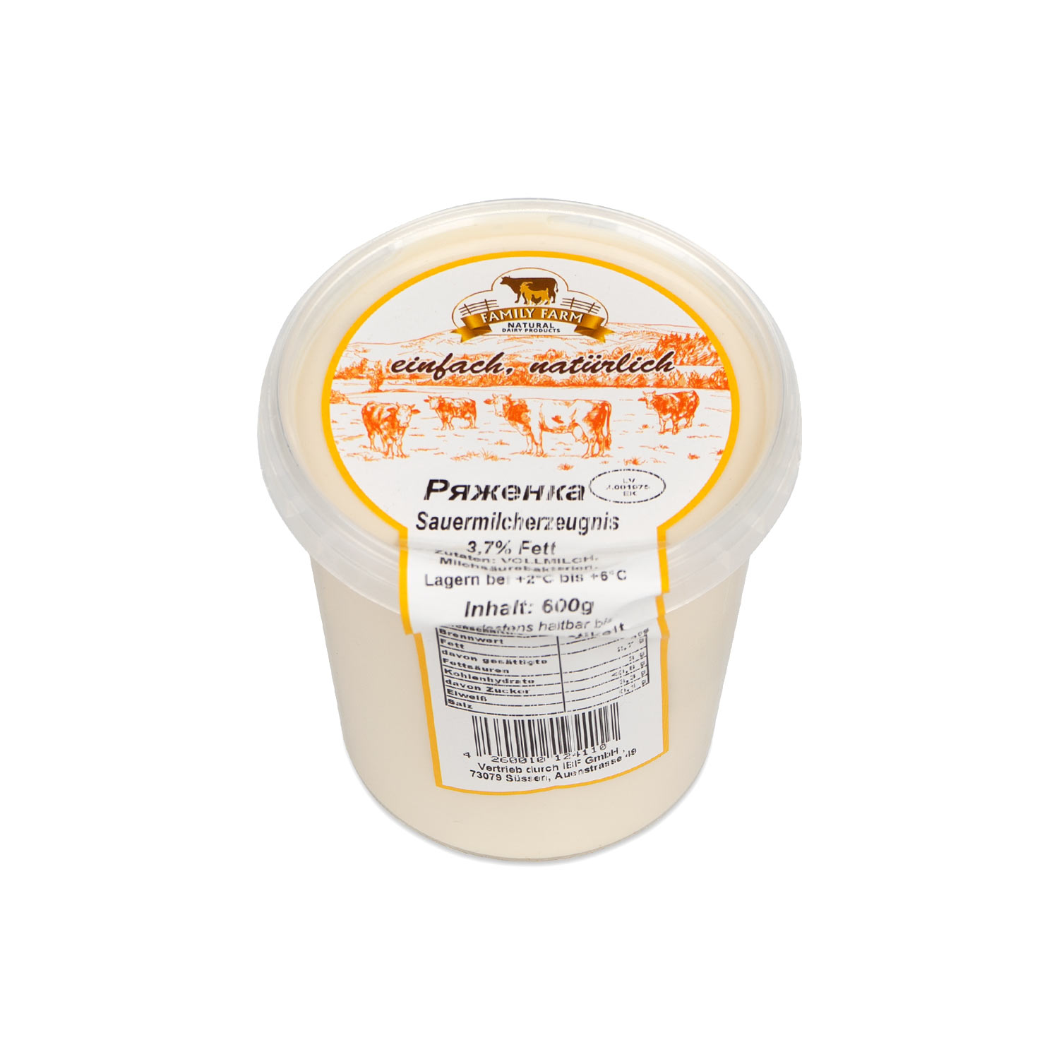 Prosto Naturalno Rjaschenka authentisch 3,7% Fett, 600 g